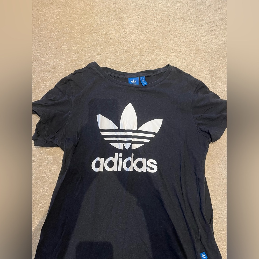 Adidas Black Tee with White Trefoil Logo
